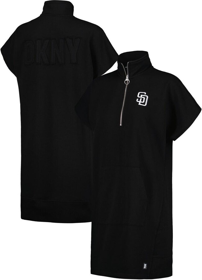 Dkny Women's Black San Diego Padres Emily Quarter-Zip Sneaker Dress