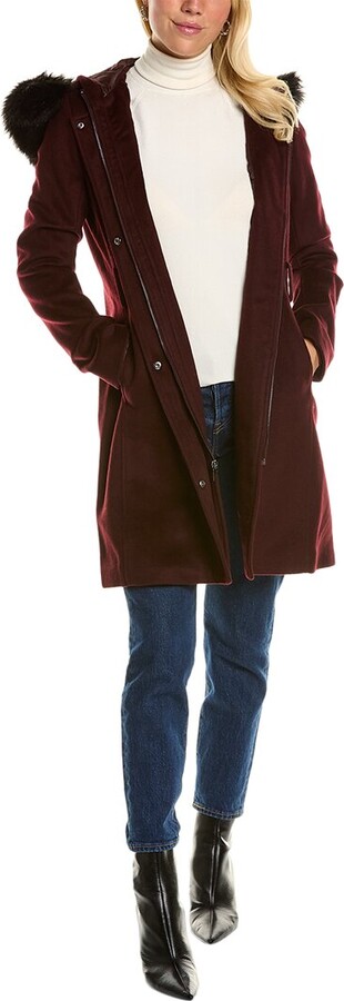 cole haan wool blend tie waist coat