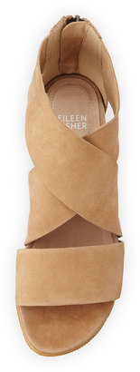 Eileen Fisher Sport Wide-Strap Leather Sandal, Wheat