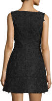 Thumbnail for your product : Monique Lhuillier Sleeveless Floral-Applique Mini Dress, Black