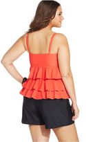 Thumbnail for your product : Island Escape Plus Size Tiered-Ruffle Tankini Top