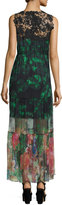 Thumbnail for your product : Elie Tahari Corinne Sleeveless Mixed-Print Maxi Dress, Green