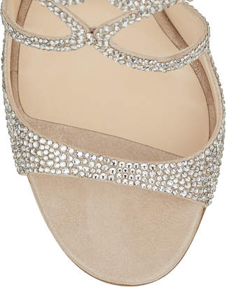 Jimmy Choo LANCE Nude Suede Sandals with Crystals