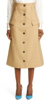 Thumbnail for your product : Victoria Beckham High Waist Button-Up Midi Skirt