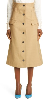 Victoria Beckham High Waist Button-Up Midi Skirt