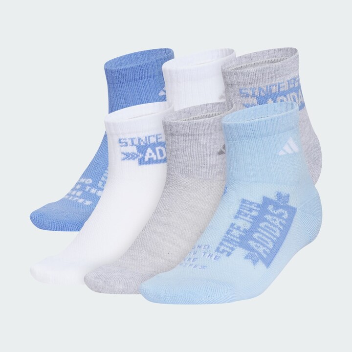 adidas Youth Cushioned Graphic 6-Pack Quarter Blue M
