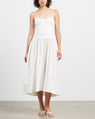 Shona Joy Women's White Midi Dresses - Amaia Ruched Midi Dress - Size 12 at The Iconic
