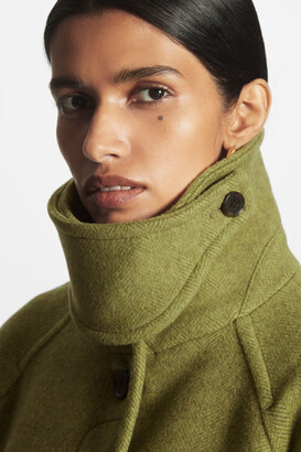 COS Hooded Boiled-wool Coat in Green