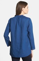 Thumbnail for your product : Eileen Fisher Band Collar Organic Linen Tunic