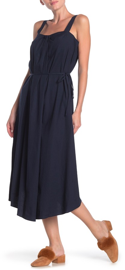 linen blend midi dress