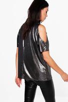 Thumbnail for your product : boohoo Naomi Metallic Cold Shoulder T-Shirt