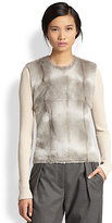 Thumbnail for your product : L'Agence Ribbed Modal & Rabbit Fur Top