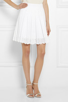 Thumbnail for your product : Alexander McQueen Embroidered pleated stretch-cotton piqué skirt