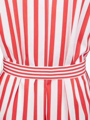 Sara Battaglia Belted Striped-cotton Shirt Dress - Red White