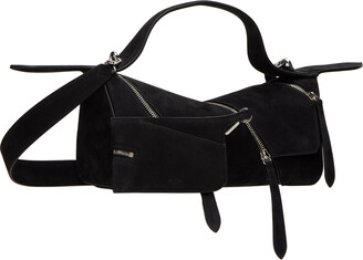 Alaia Cut-Out Small Zipper Cross-Body Bag Black White