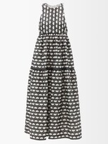Thumbnail for your product : Three Graces London Genevieve Tiered Embroidered-cotton Midi Dress - Black White