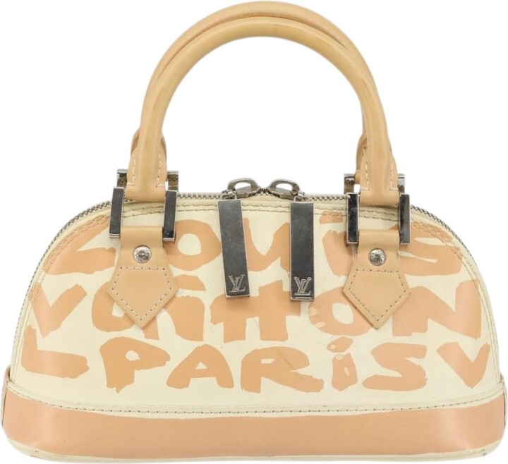 Louis Vuitton Alma Handbag Limited Edition Graffiti Leather White Canvas Handbag (Pre-Owned)