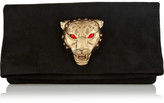Thumbnail for your product : Roberto Cavalli Embellished suede fold-over clutch