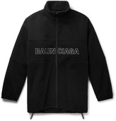 Thumbnail for your product : Balenciaga Oversized Logo-Embroidered Virgin Wool-Fleece Zip-Up Sweatshirt