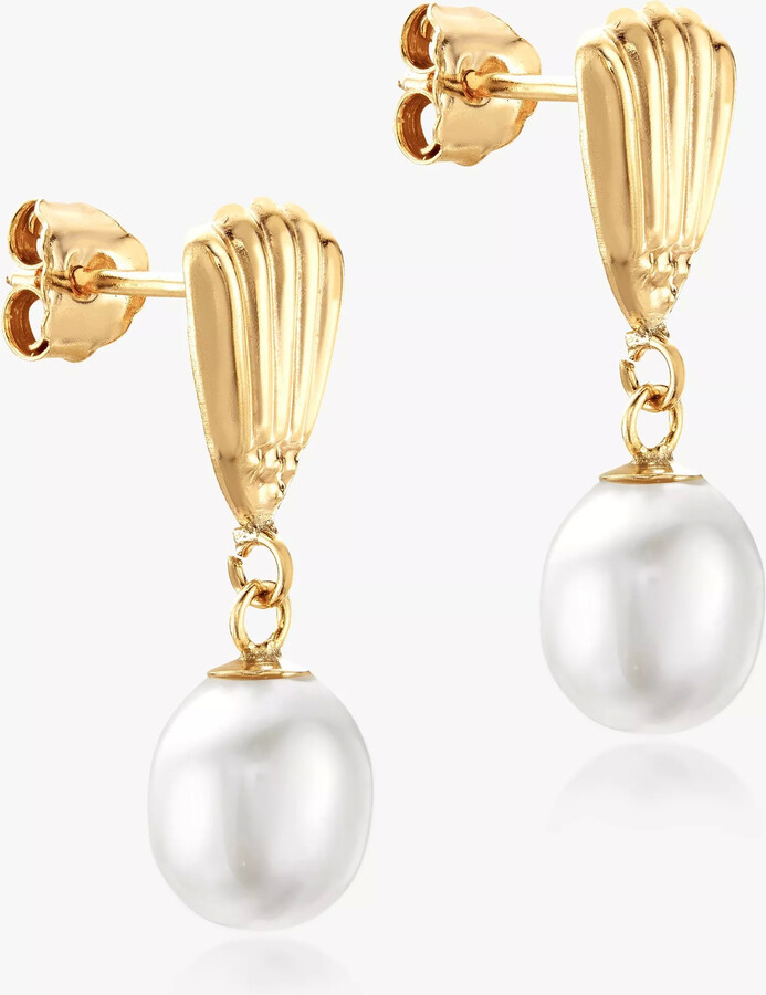 IBB 9ct Yellow Gold Freshwater Pearl Shell Drop Earrings ShopStyle