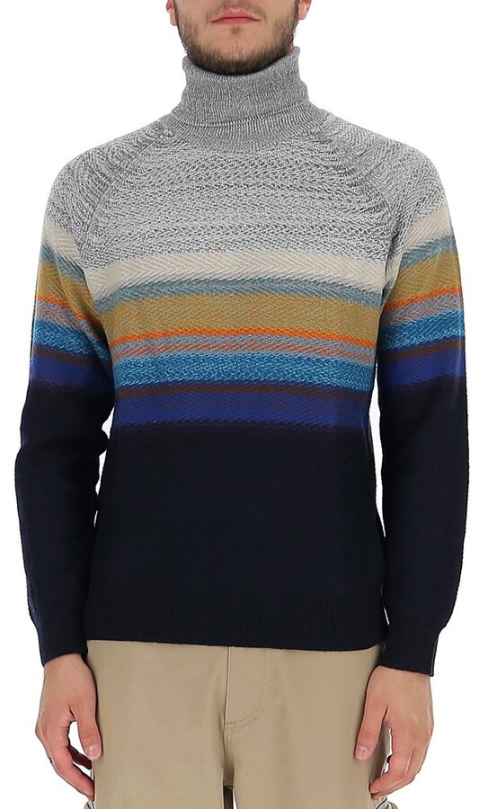 KDHJJOLY New Mens Loose Striped Turtleneck Pullover Sweater 