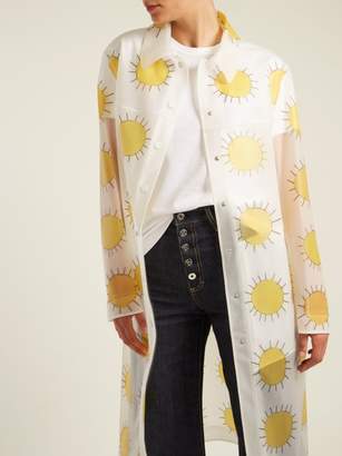 Christopher Kane Sun Print Frosted Rubberised Coat - Womens - Yellow Multi