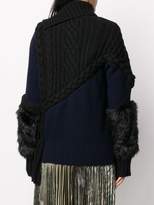 Thumbnail for your product : Sacai cable knit off-centre zip jacket