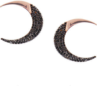 Lana Reckless Rose Crescent Stud Earrings with Black Diamonds
