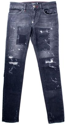 Philipp Plein Black Slim Fit Ripped Kosaku Jeans