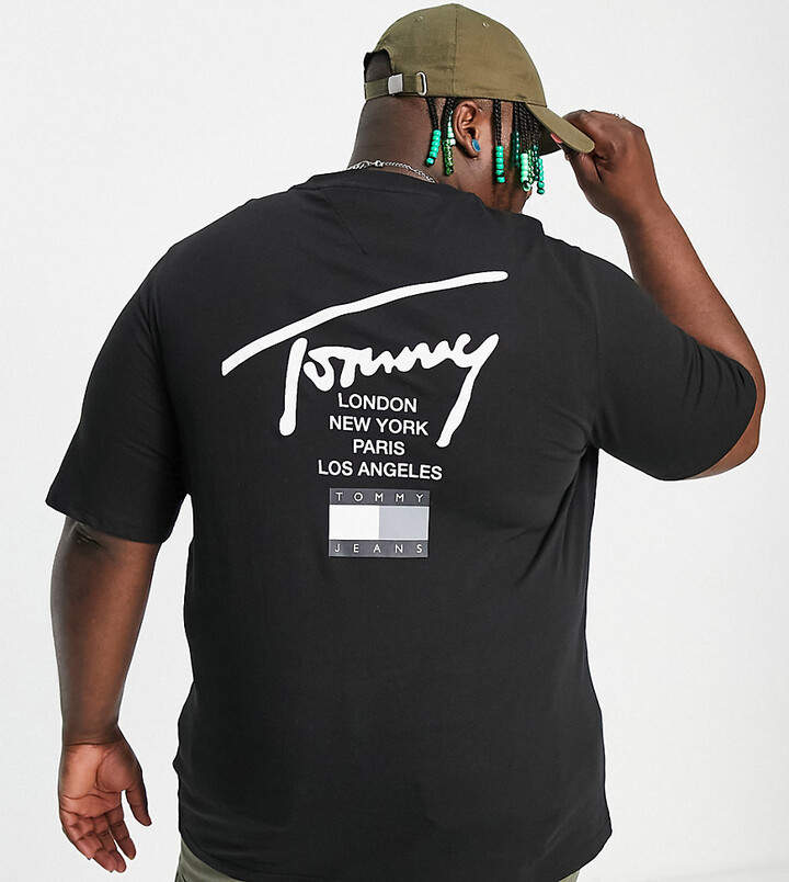 Tommy Jeans Big & Tall modern signature logo T-shirt classic fit in black -  ShopStyle