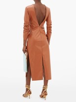 Thumbnail for your product : A.W.A.K.E. Mode Gathered Side-slit Faux-leather Dress - Mid Brown