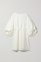 Thumbnail for your product : Roksanda Ayara Belted Velvet-trimmed Crepe Dress - Ivory - UK 6