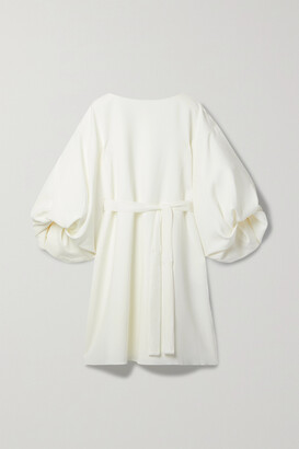 Roksanda Ayara Belted Velvet-trimmed Crepe Dress - Ivory - UK 6