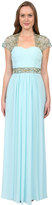 Thumbnail for your product : Sue Wong Crisscross Bodice Bolero Gown in Turquoise