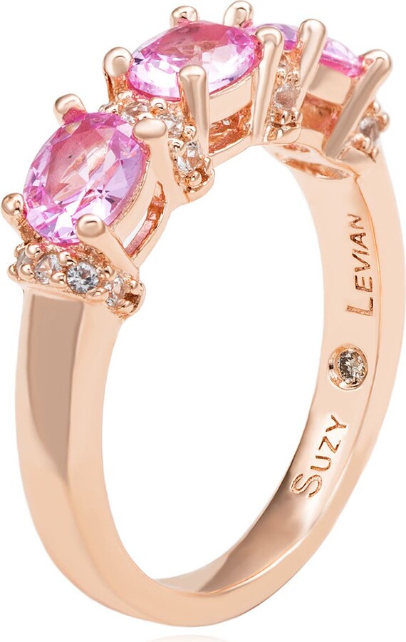 SUZY LEVIAN Pavé Pink Sapphire White Sapphire & Brown Diamond Ring - 0.02ct.