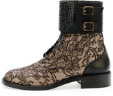 Thumbnail for your product : Rene Caovilla Lace Crystal-Cuff Combat Boot, Black
