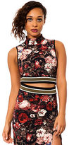 Thumbnail for your product : Style Hunter The Floral Highneck Crop Top in Burgundy