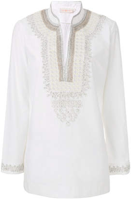 Tory Burch embroidered bib blouse