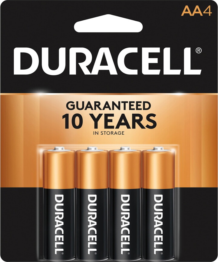 Duracell, DURMN1500B4ZCT, Coppertop Alkaline Battery, 1.5v, Aa, 4/Pk