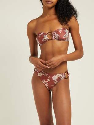Zimmermann Wayfarer Floral-print Bandeau Bikini - Womens - Red Print