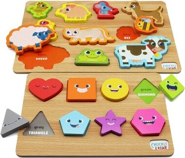 Chuckle & Roar Shapes & Animals Learning Puzzles - 2pk