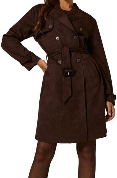 7 Diamonds Women's Gramercy Trench Overcoat XSmall Mocha