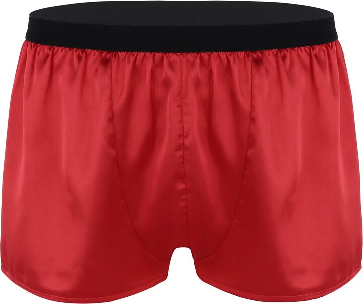 dPois Men's Shiny Satin Boxer Shorts Panties Summer Lounge Sports Short