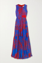 Thumbnail for your product : Halpern Tiered Printed Georgette Maxi Dress - Blue