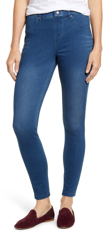 $40 HUE U13316 Original Stretch Blue Denim Jeans Leggings Medium Wash