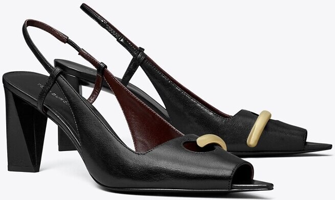 Pierced Peep-Toe Slingback