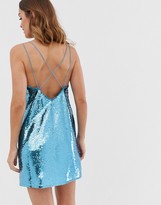 Thumbnail for your product : ASOS DESIGN all over sequin mini cami dress