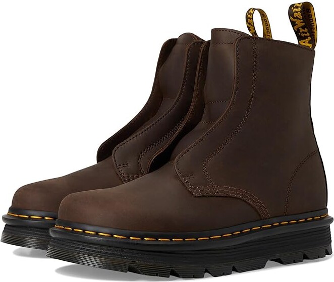 Dr. Martens Zebzag Laceless Boots Dark Brown : UK 3 (US Men's 4 - Women's 5) Medium Leather