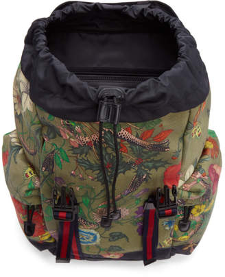 Gucci Multicolor Canvas Flora Snake Print Backpack