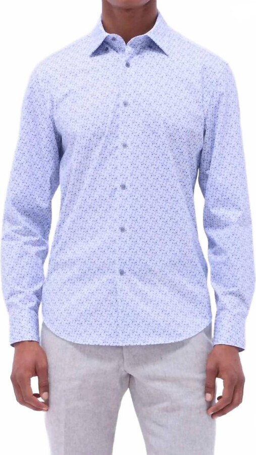 Bugatchi Uomo Jules Geometric Oooh Cotton Shirt In Air Blue